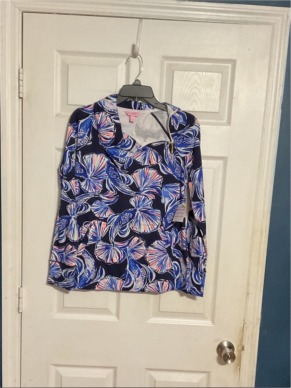 Lilly Pulitzer Navy Blue Floral Long-Sleeve